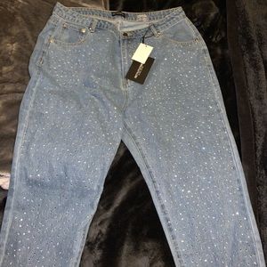 Rhinestone denim jeans